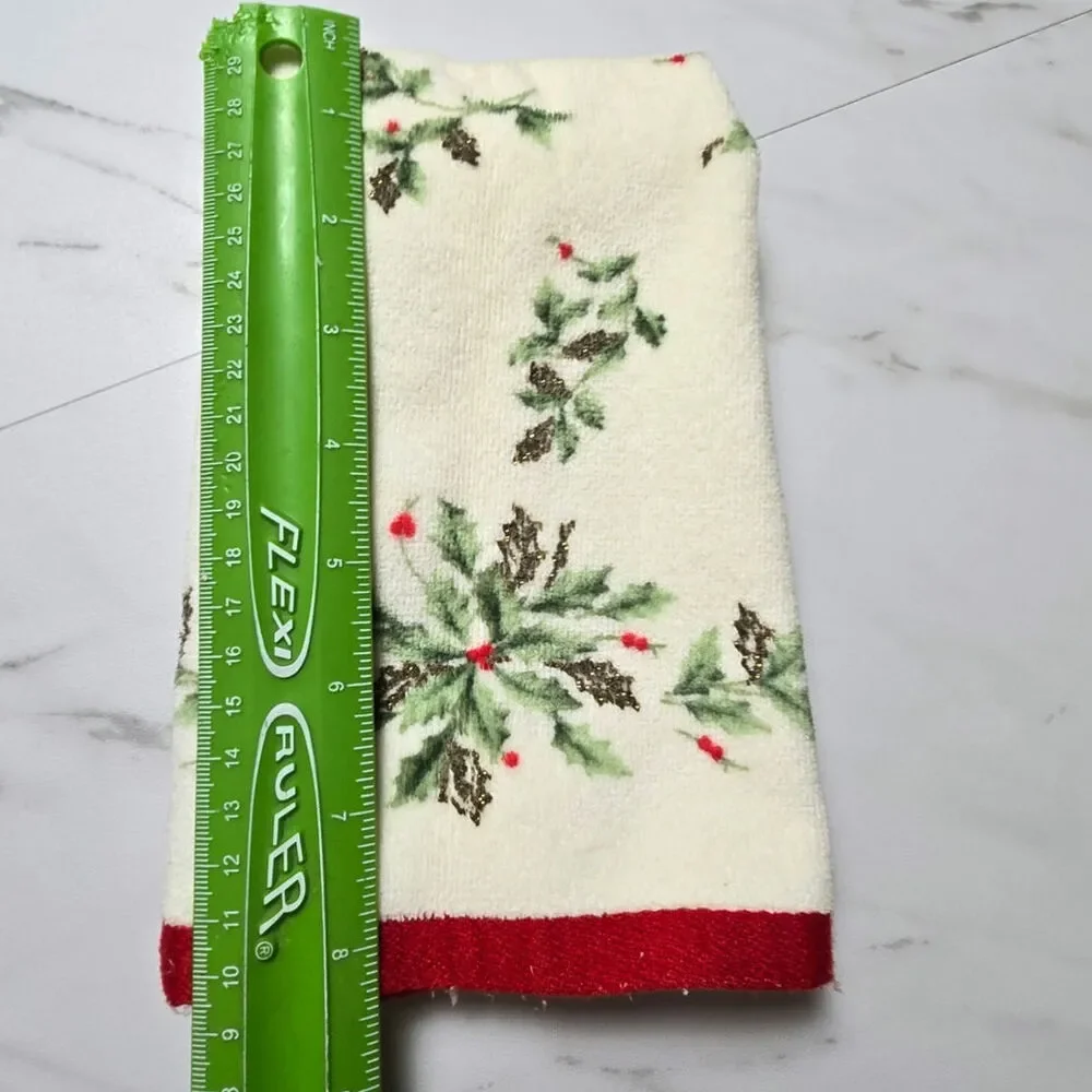 LENOX Hand Towel Christmas Holly Motif